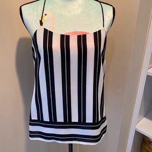 Navy and white silk top